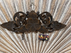NEW Balinese Hand Crafted Frangipani 2 Hook Panel - Bali Frangipani Panel/2 Hook