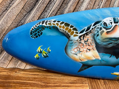 Bali Air Brushed Surfboard w/Turtle Wall Decor 80cm - Bali Surfboard Wall Art