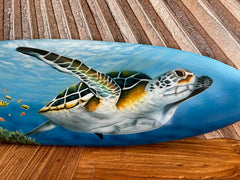 Bali Air Brushed Surfboard w/Turtle Wall Decor 80cm - Bali Surfboard Wall Art