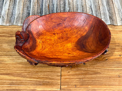 NEW Balinese Hand Carved Suar Wood Turtle Bowl - Bali Carved Turtle Bowl 30cm