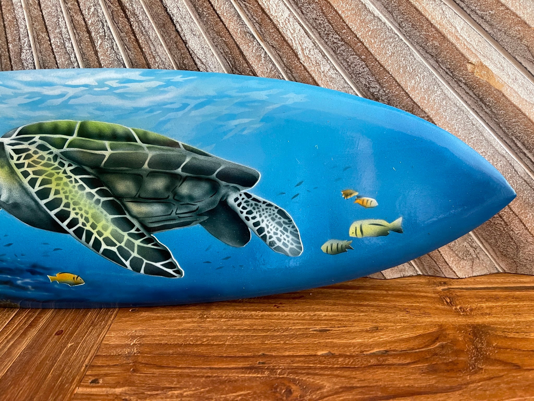 Bali Air Brushed Surfboard w/Turtle Wall Decor 80cm - Bali Surfboard Wall Art