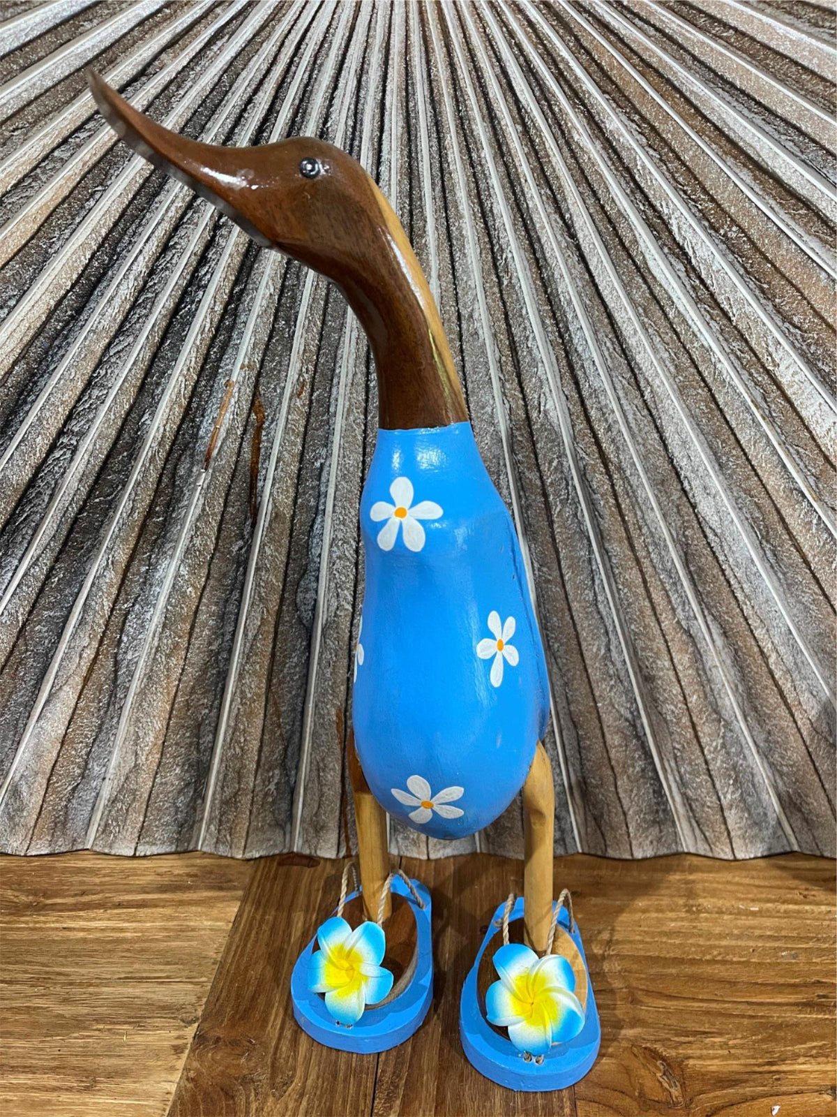 NEW Balinese Hand Carved Wooden L Flower Duck - Bali Rice Paddy Duck