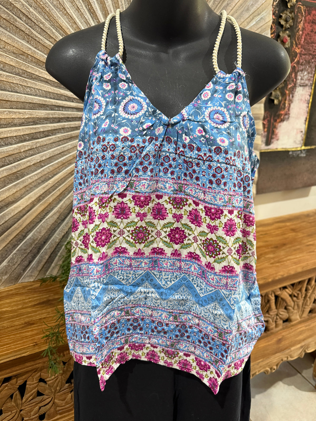 Ladies Cotton Bali Top / One Size / Balinese Summer Casual Top Racer Back Straps