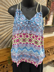 Ladies Cotton Bali Top / One Size / Balinese Summer Casual Top Racer Back Straps