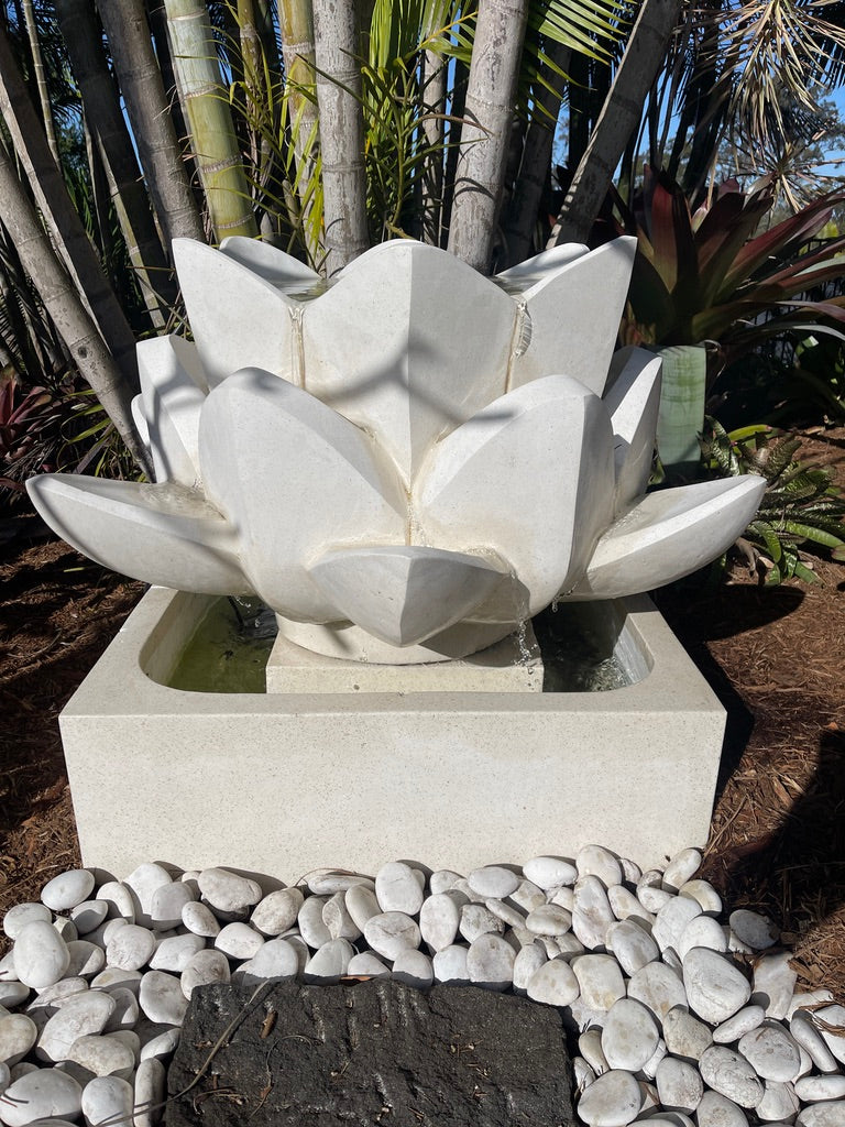 NEW Balinese Lotus Water Feature - Terrazzo Lotus Water Feature - Bali Garden