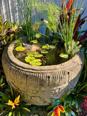 NEW Balinese Hand Crafted Large Paras Pot - Bali Feature Pot - Carved Bali Pot