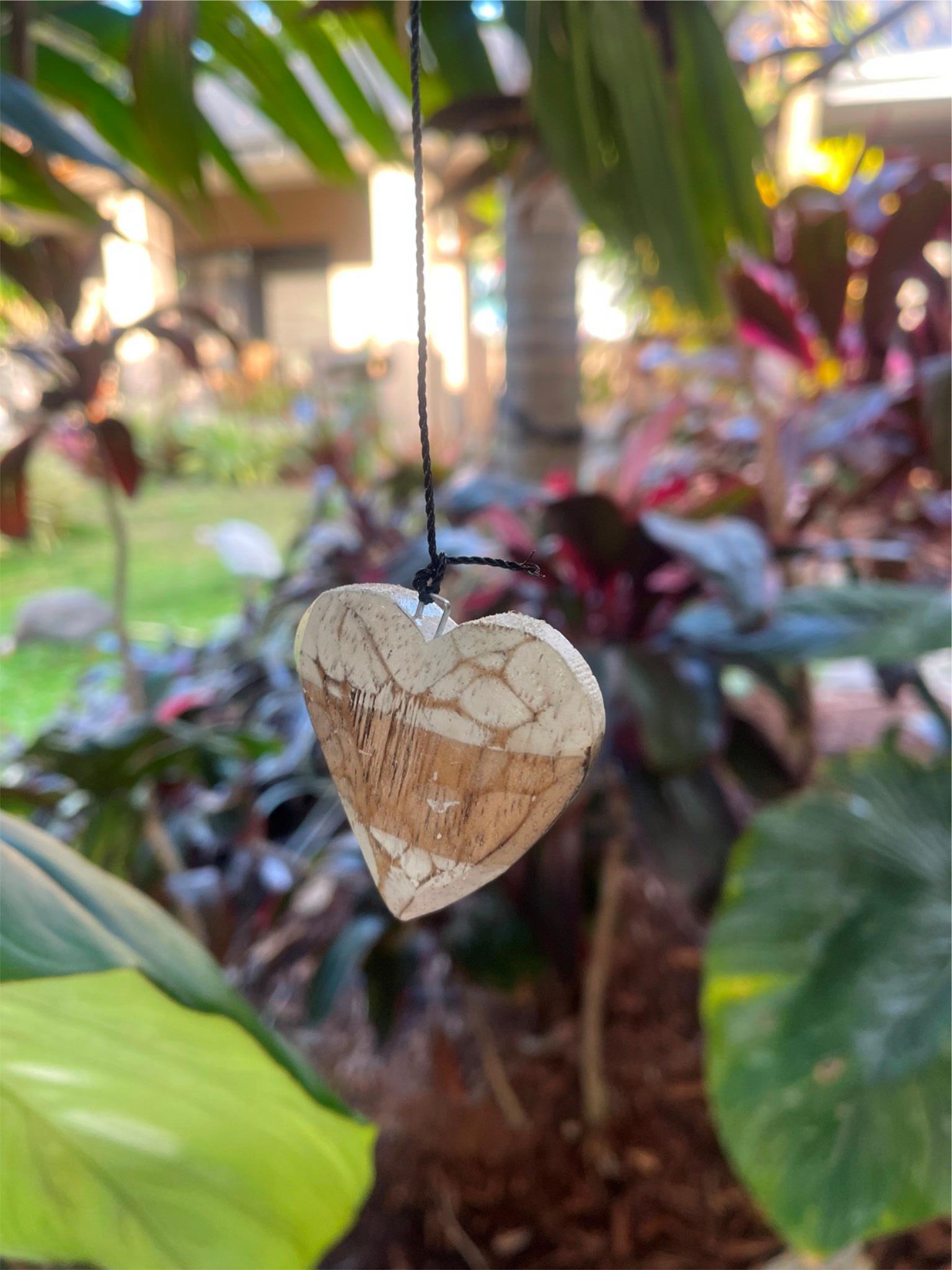 Balinese Wood / Bamboo Love Heart Wind Chime - Bali Heart Style Wind Chime GREEN