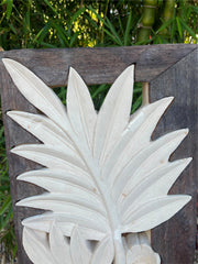 NEW Balinese Hand Carved & Crafted Limestone Panel w/Recycled Timber Frame 33x63