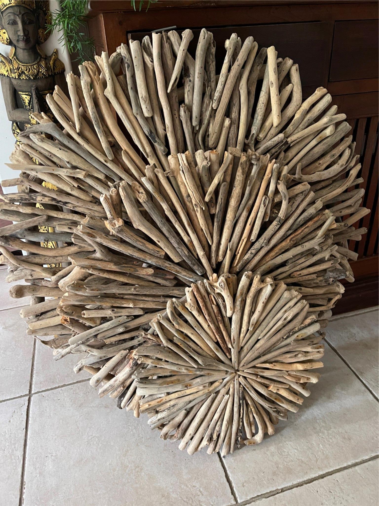 Bali Handmade Driftwood Circular Wall Decor  - Bali Driftwood Wall Art 40cm