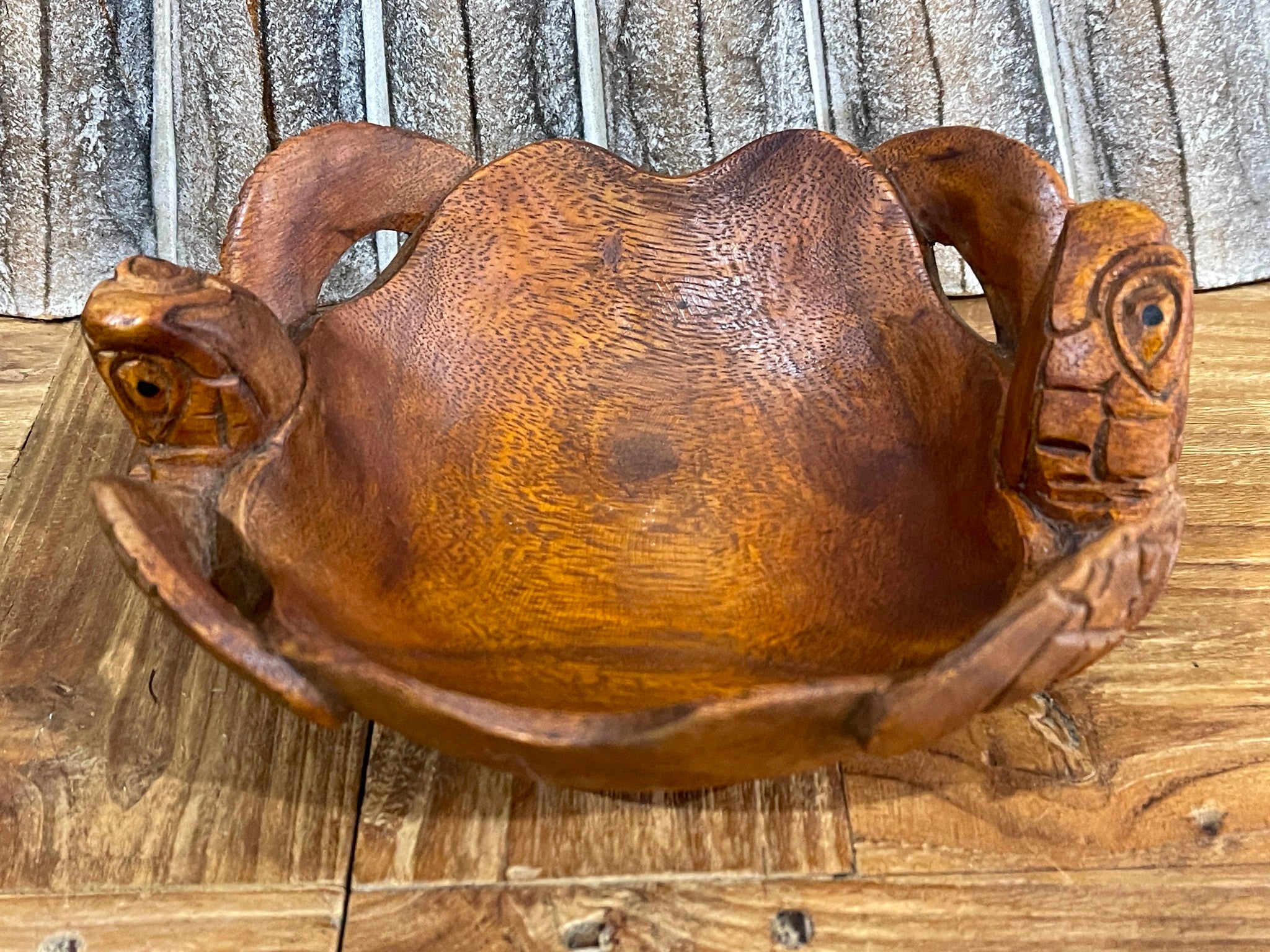 NEW Balinese Hand Carved Suar Wood Turtle Bowl - Bali Double Carved Turtle Bowl