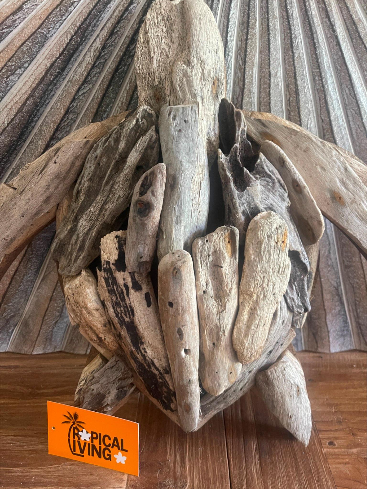 NEW Bali Handmade Driftwood Turtle Wall Decor 40cm - Bali Nautical Wall Art