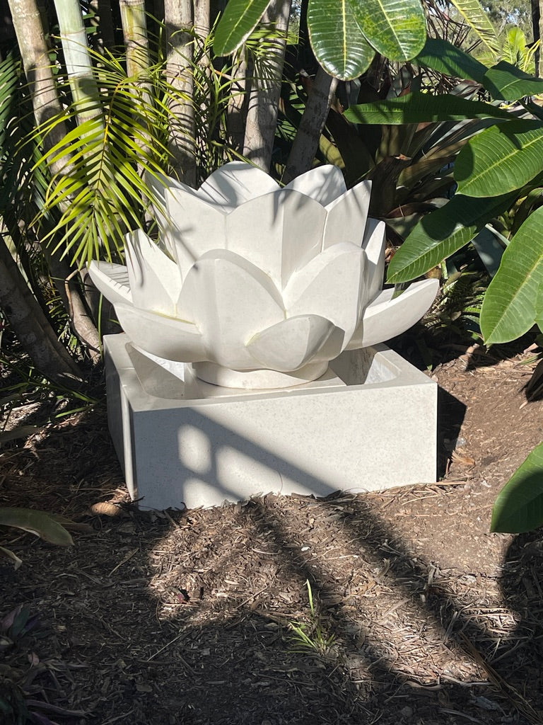 NEW Balinese Lotus Water Feature - Terrazzo Lotus Water Feature - Bali Garden