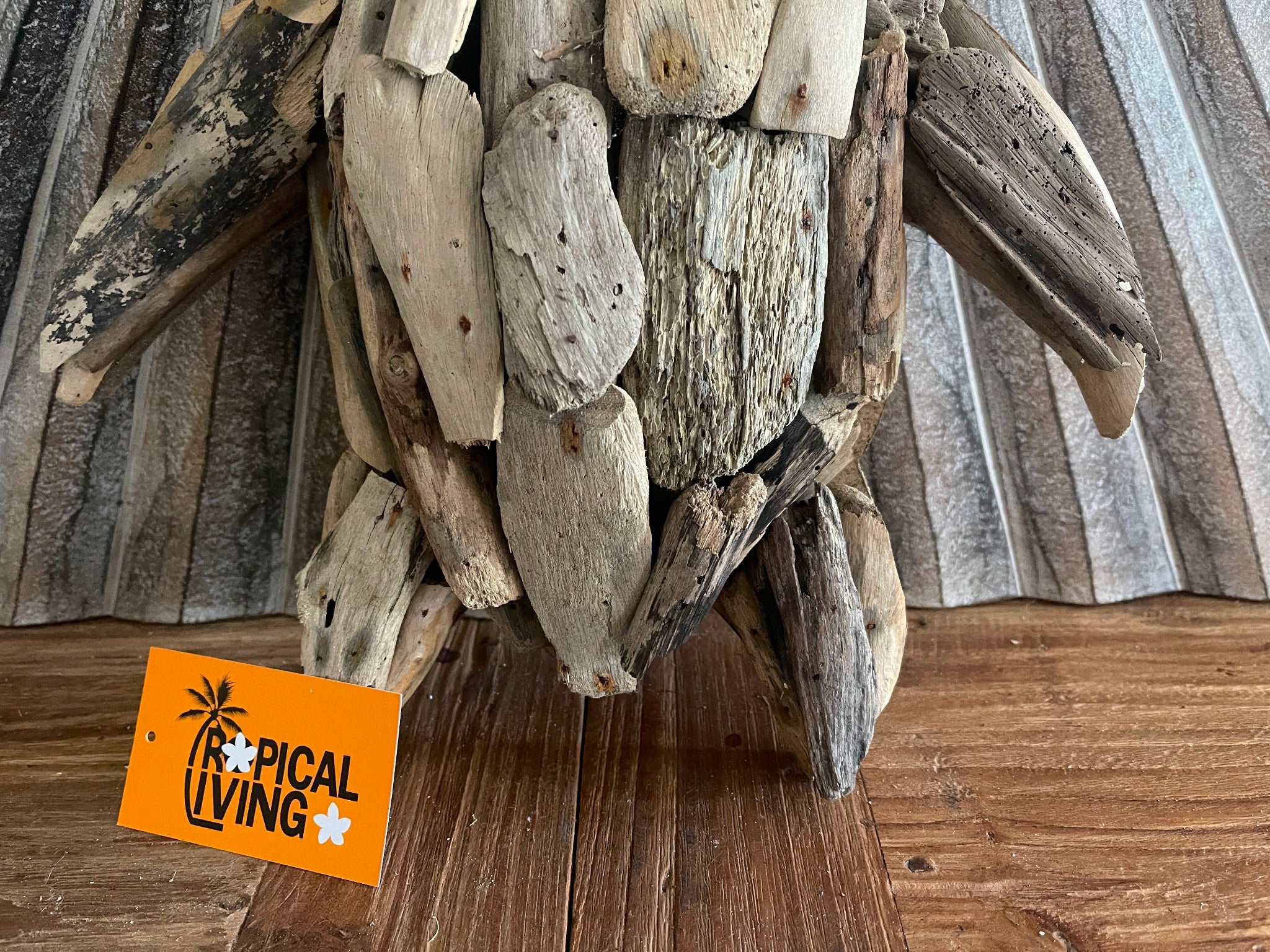 NEW Bali Handmade Driftwood Turtle Wall Decor 30cm - Bali Nautical Wall Art