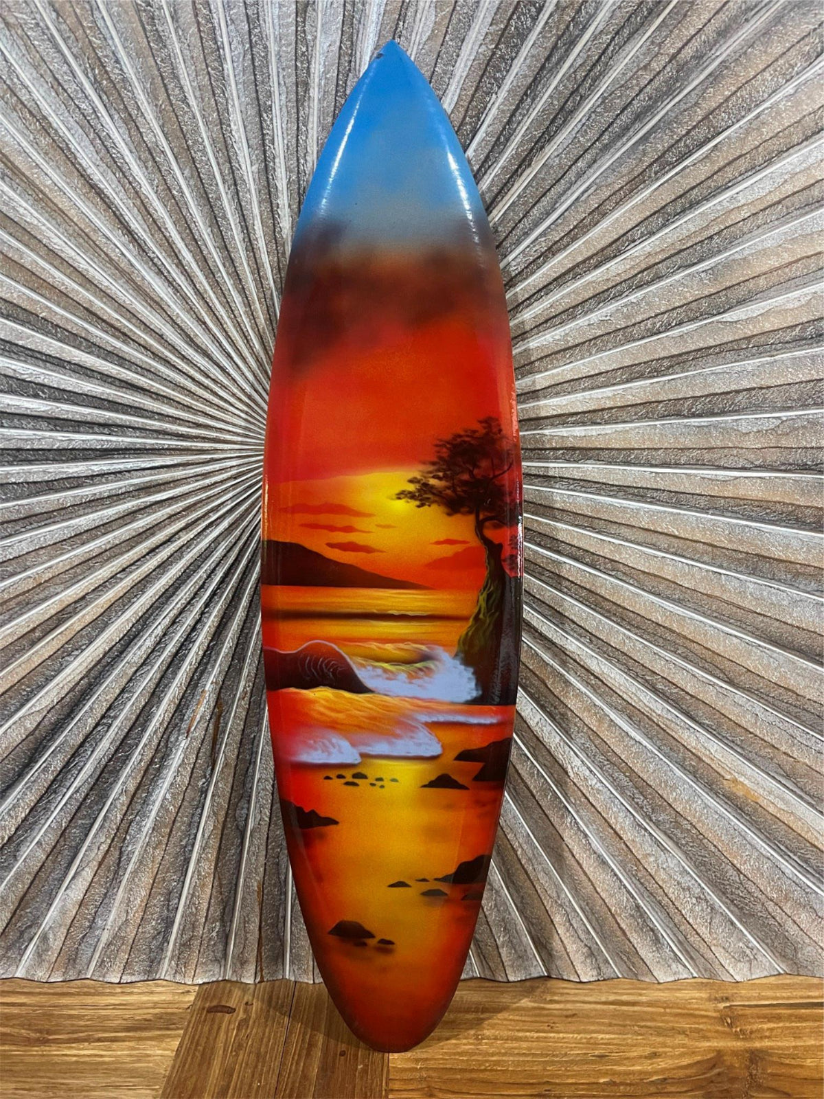 Bali Air Brushed Surfboard w/Dolphin Art Wall Decor 80cm - Bali Surfboard Art