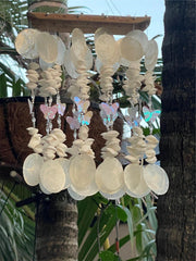 NEW Balinese Bamboo Bar Capiz Shell & Butterfly Windchime / Mobile - So Pretty!!