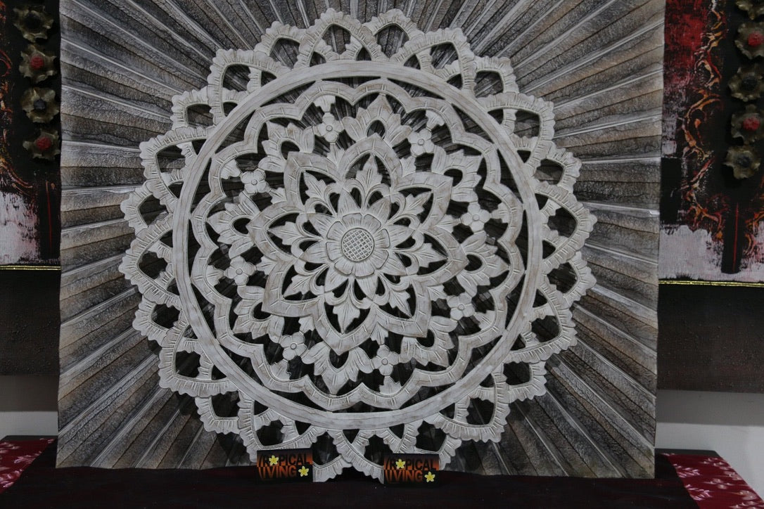 NEW BALINESE CARVED MDF/WOOD MANDALA / TROPICAL WALL PANELS - BALI WALL ART
