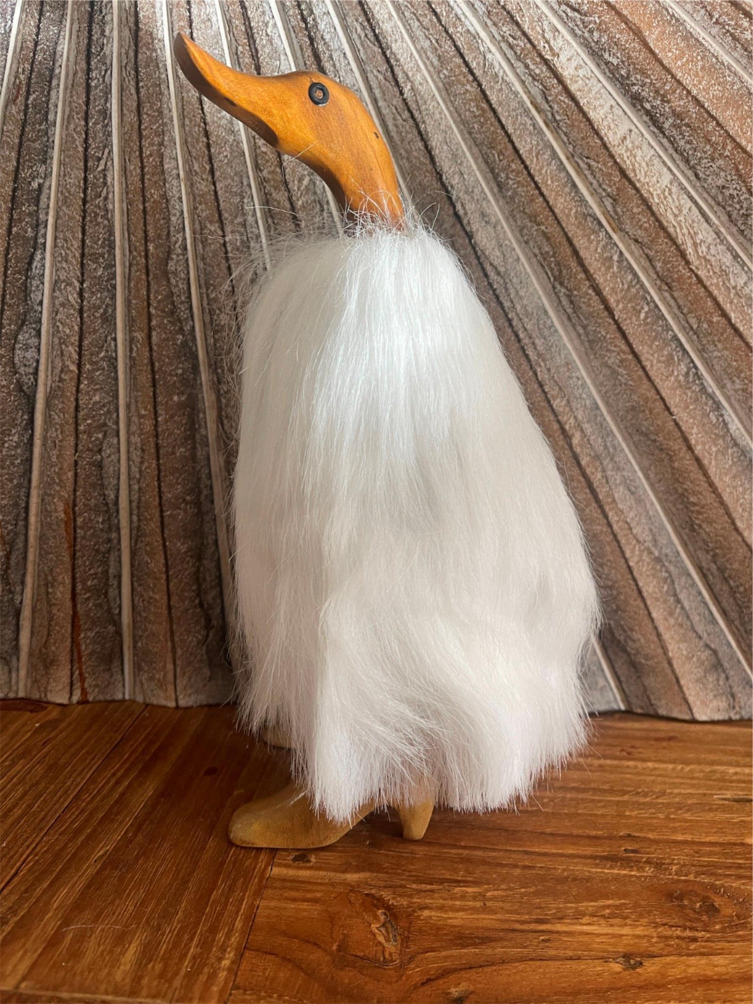 Balinese Hand Crafted Wooden Winter Duck - Bali Duck in Furry Winter Jacket!!