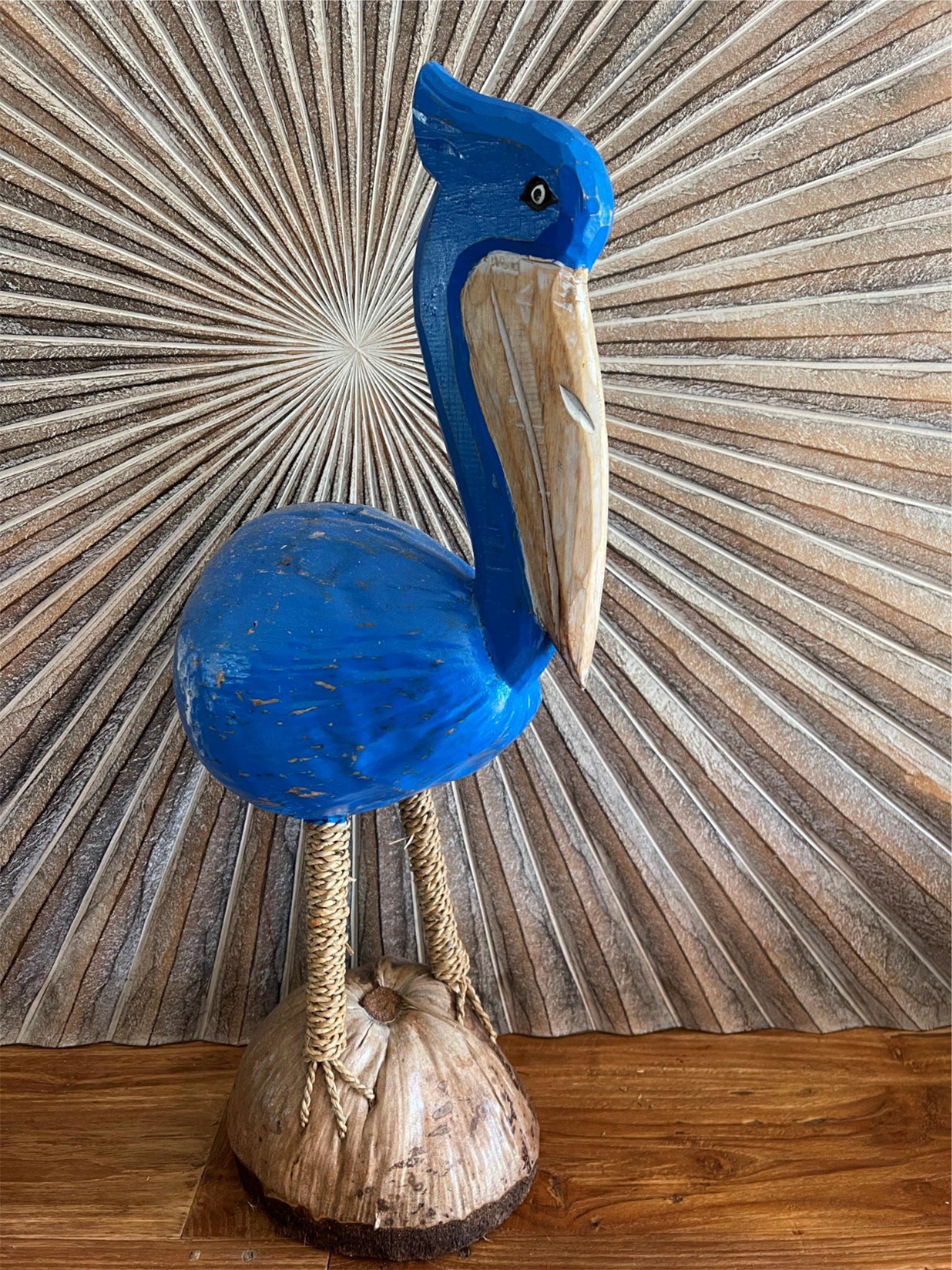 NEW Balinese Hand Crafted Coconut Pelican Sculpture - Coconut Pelican 3 Colours!