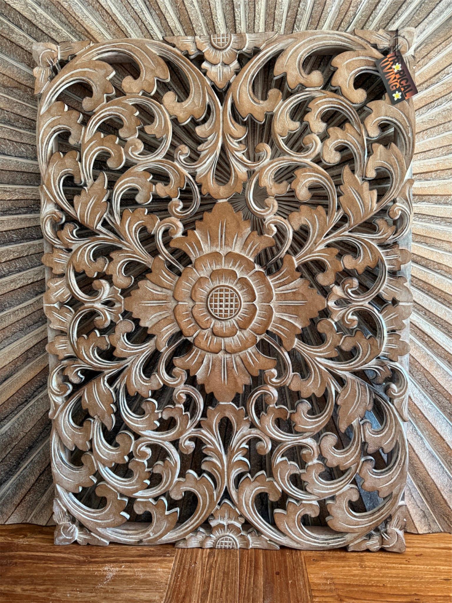NEW Balinese Carved MDF MANDALA Wall Panel 70cm x 50cm Bali Wall Art - 3 Colours