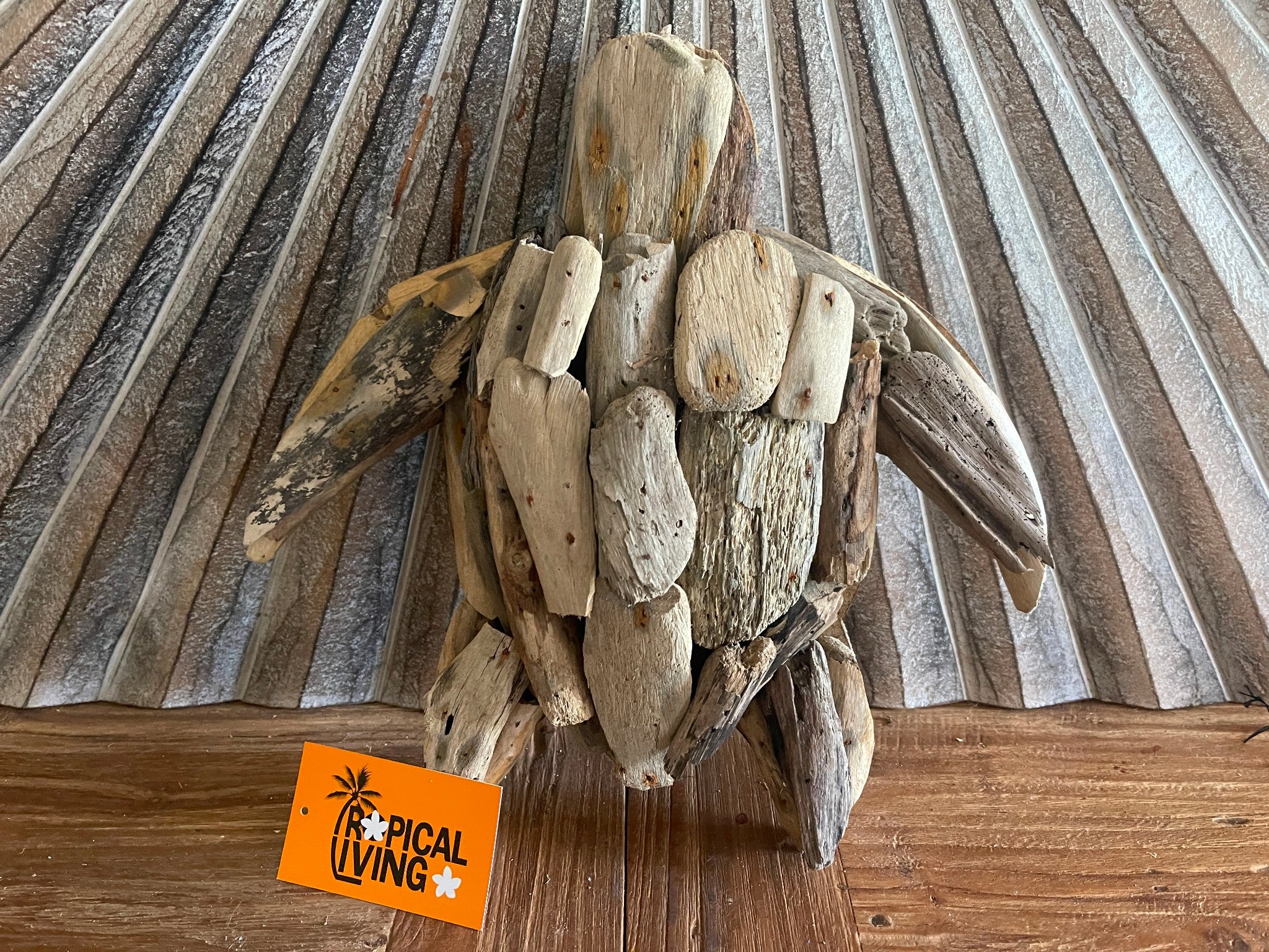 NEW Bali Handmade Driftwood Turtle Wall Decor 30cm - Bali Nautical Wall Art