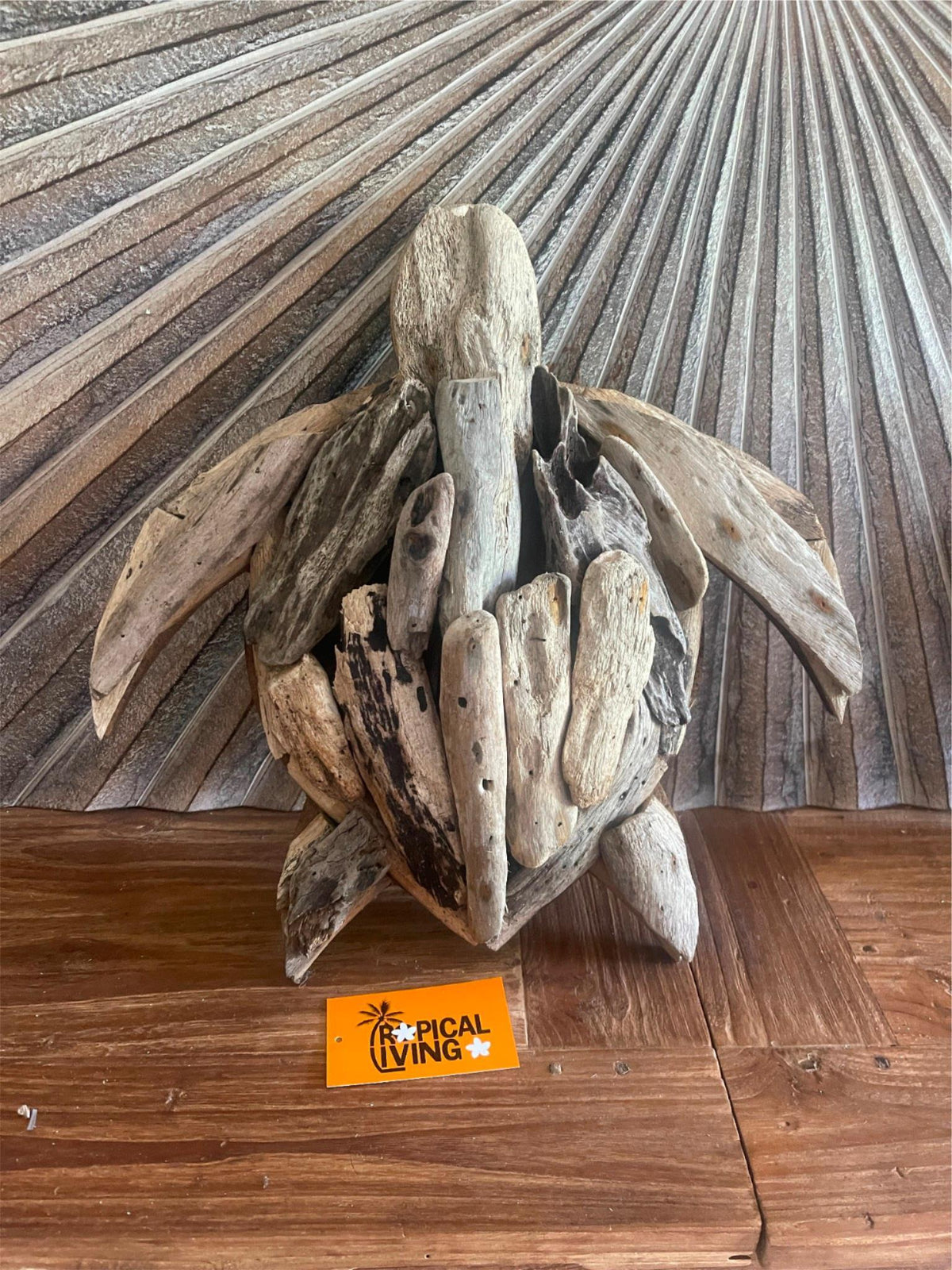 NEW Bali Handmade Driftwood Turtle Wall Decor 40cm - Bali Nautical Wall Art