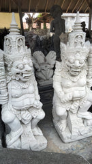 Balinese Set 2 1m Raksasa Cast & Carved Concrete Statues - Bali Entry Statues
