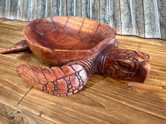 NEW Balinese Hand Carved Suar Wood Turtle Bowl - Bali Double Carved Turtle Bowl