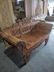 Hand Carved Quality Teak Wood Balinese Sofa / Seat / Small Daybed - Bali Furnitu