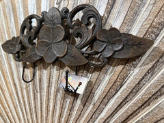 NEW Balinese Hand Crafted Frangipani 2 Hook Panel - Bali Frangipani Panel/2 Hook