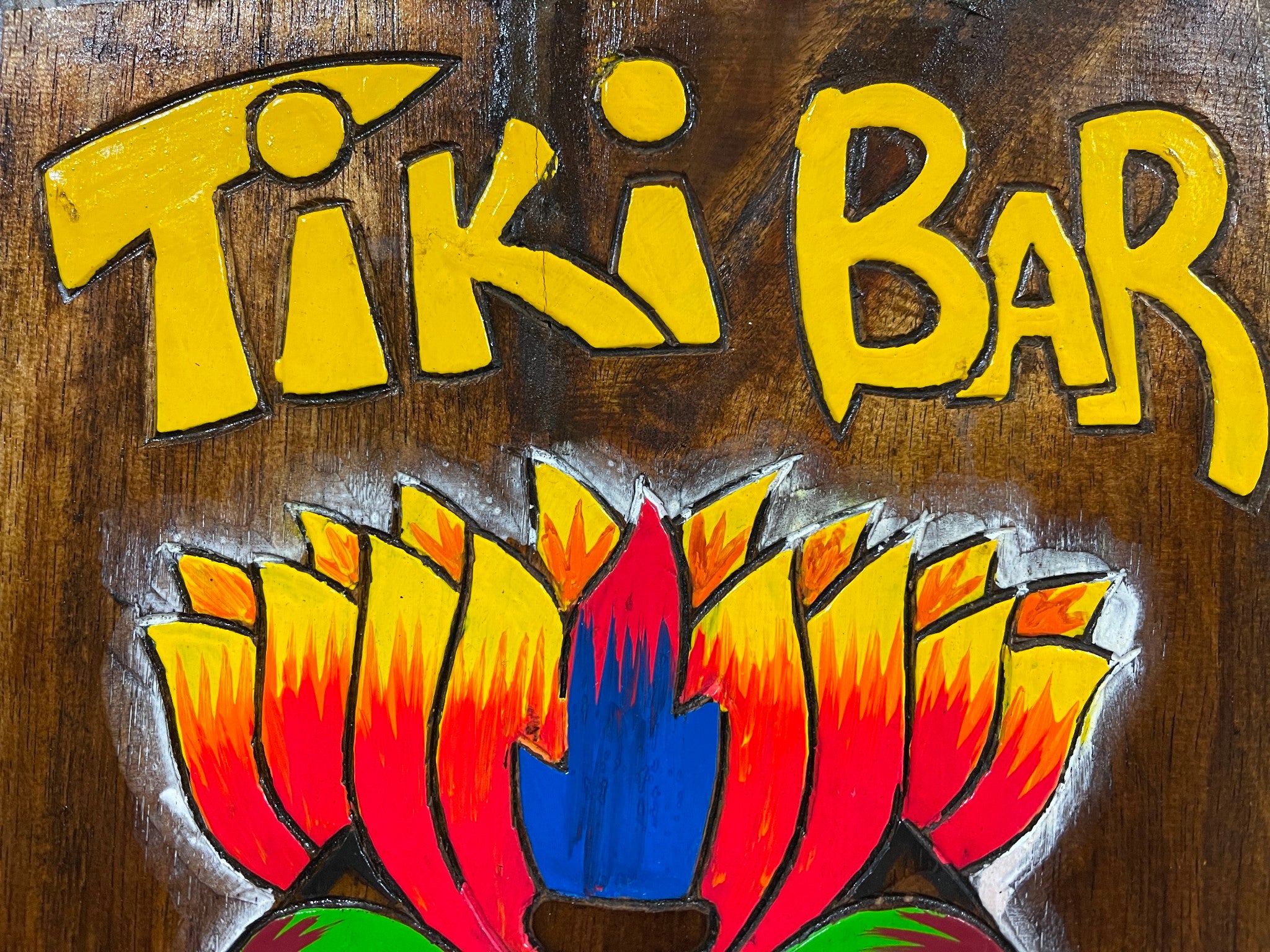 NEW Hand Crafted & Carved TIKI BAR Sign - Tropical Island Bali Bar Sign 50x25cm