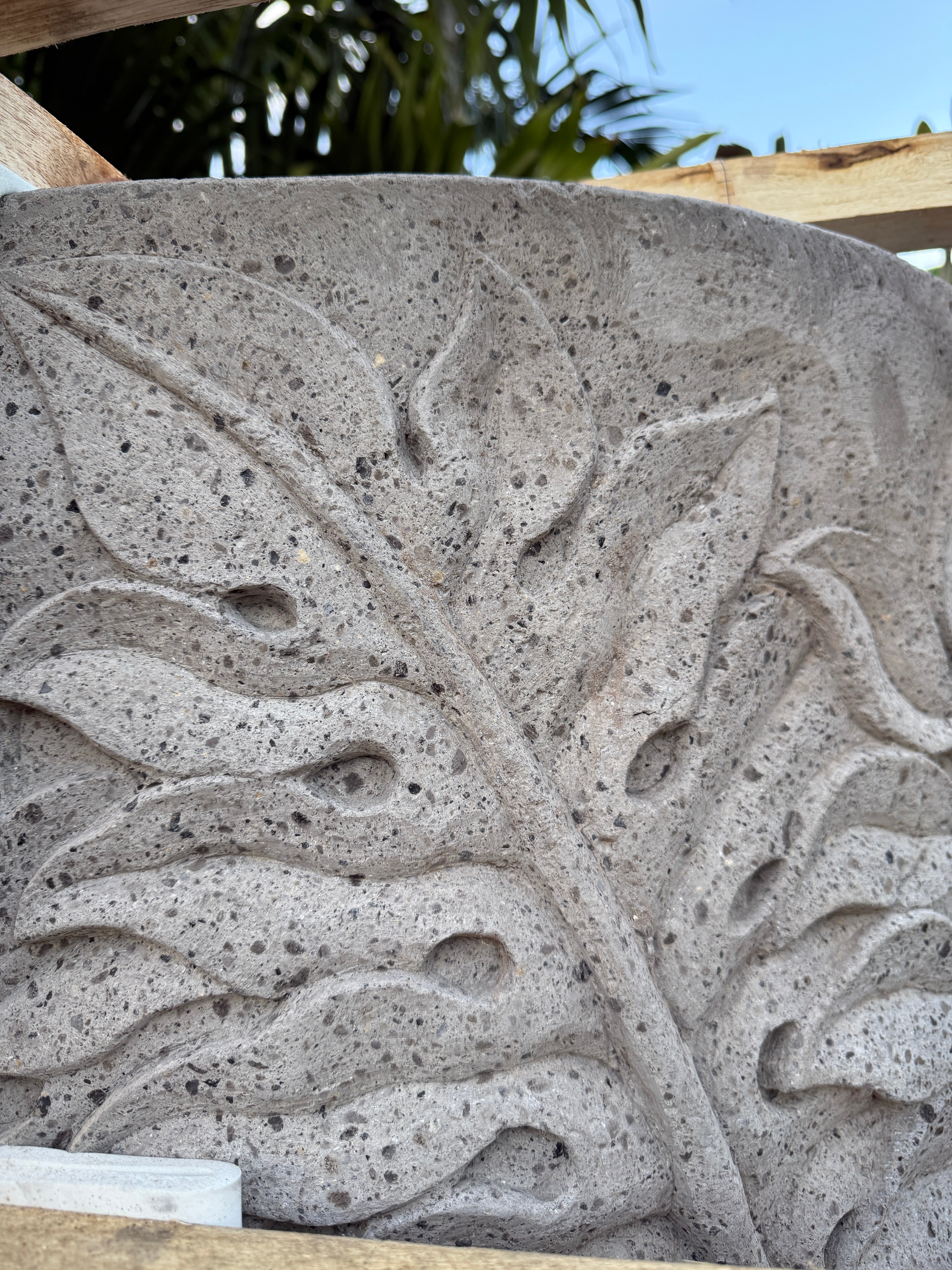 NEW Balinese Carved Concrete / Paras Pot - Bali Monstera Carving FEATURE POT