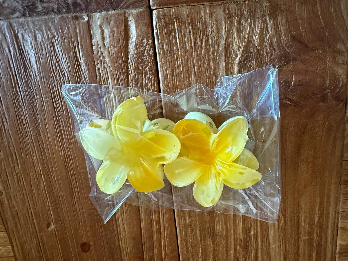 Frangipani Hair Clips - 6 COLOURS - Frangipani Claw Hair Clip GREAT GIFT Pack 2