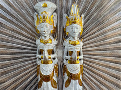 NEW Balinese Hand Carved Wooden Rama & Shinta Sculptures - Set of 2 80cm tall