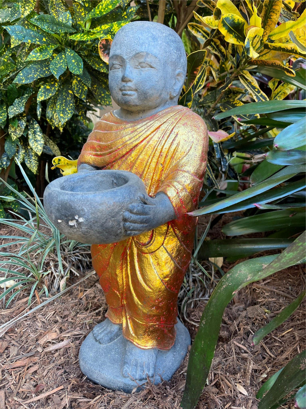 NEW Balinese Monk Cast Statue - Bali Buddhist Monk Statue - Bali Garden Art