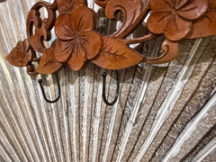 NEW Balinese Hand Crafted Frangipani 2 Hook Panel - Bali Frangipani Panel/2 Hook