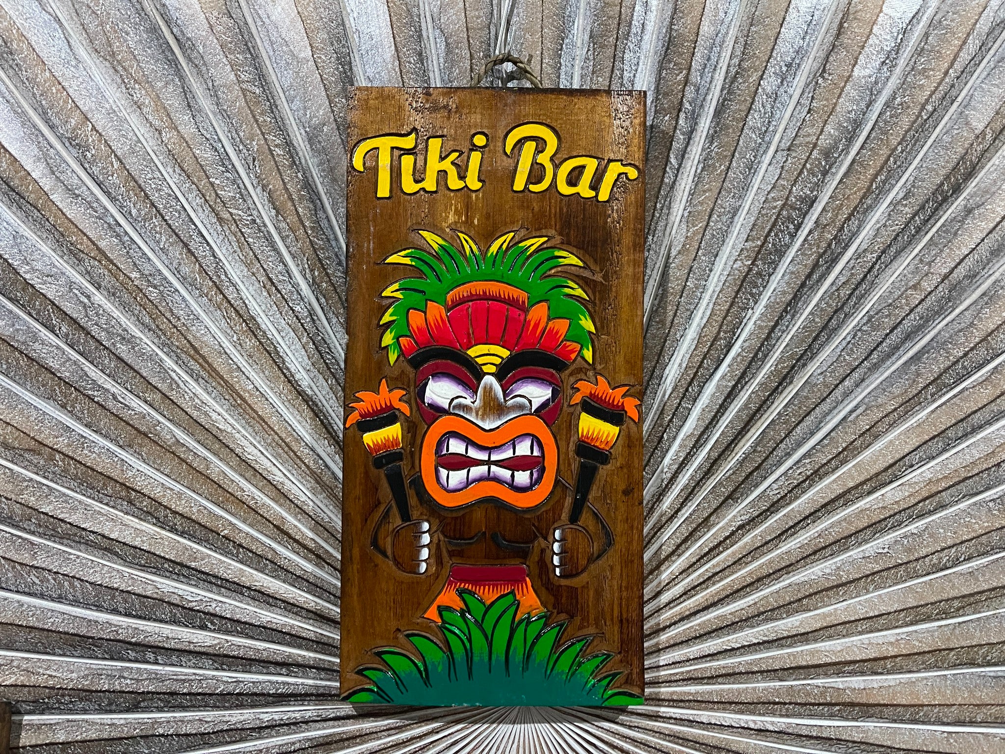 NEW Hand Crafted & Carved TIKI BAR Sign - Tropical Island Bali Bar Sign 20x40cm