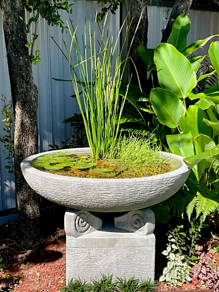 Balinese Hand Crafted Concrete Water Bowl - Pot - Bird Bath - Bali Bird Bath