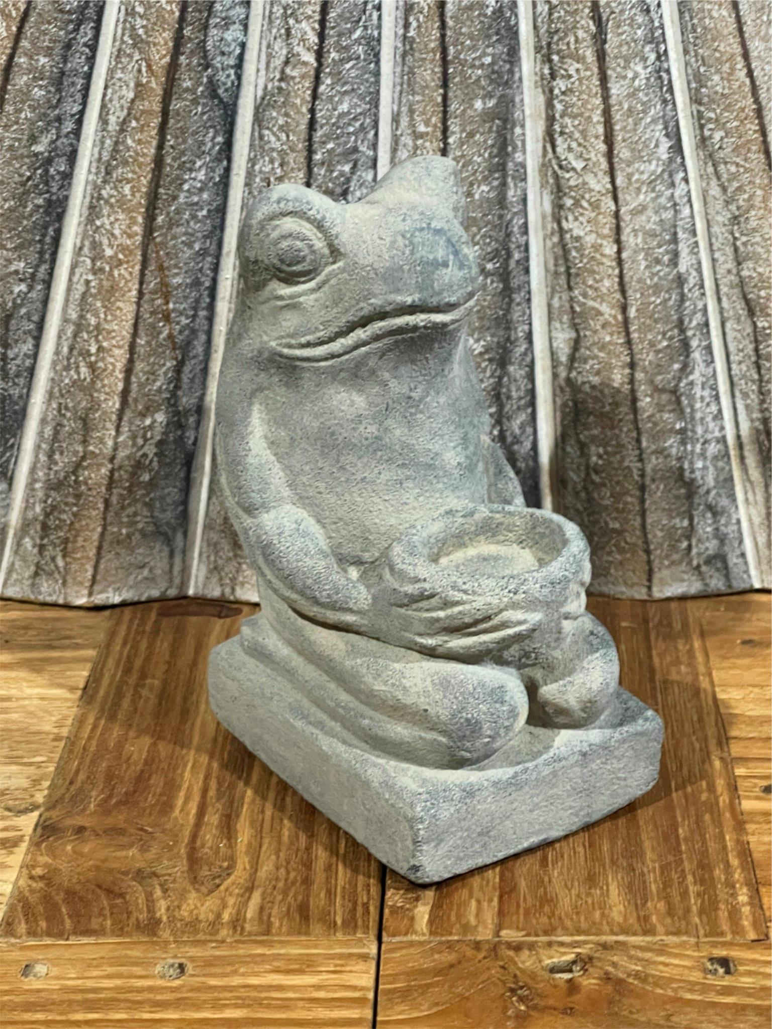 NEW Balinese Cast Concrete Frog Statue - Bali Frog Statue - Small Frog Statue