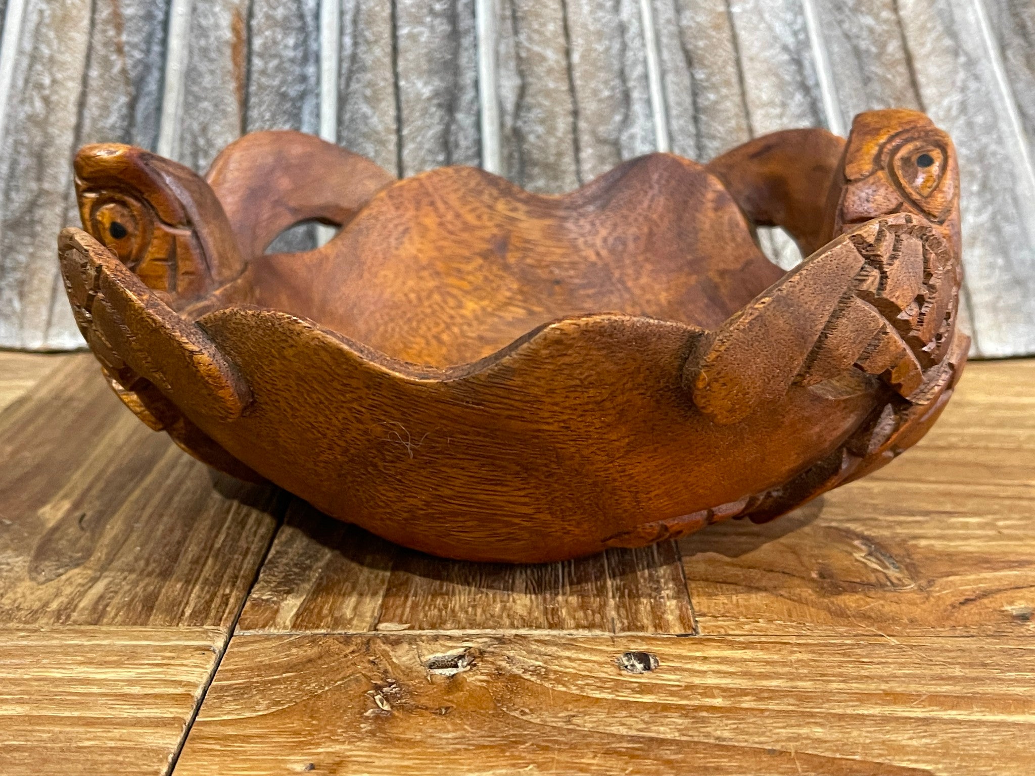 NEW Balinese Hand Carved Suar Wood Turtle Bowl - Bali Double Carved Turtle Bowl