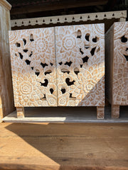 Balinese 2 Door Hand Carved Teak Cabinet - Bali Cabinet Suitable for Vanity