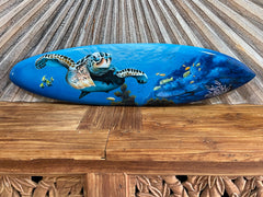 Bali Air Brushed Surfboard w/Turtle Wall Decor 80cm - Bali Surfboard Wall Art