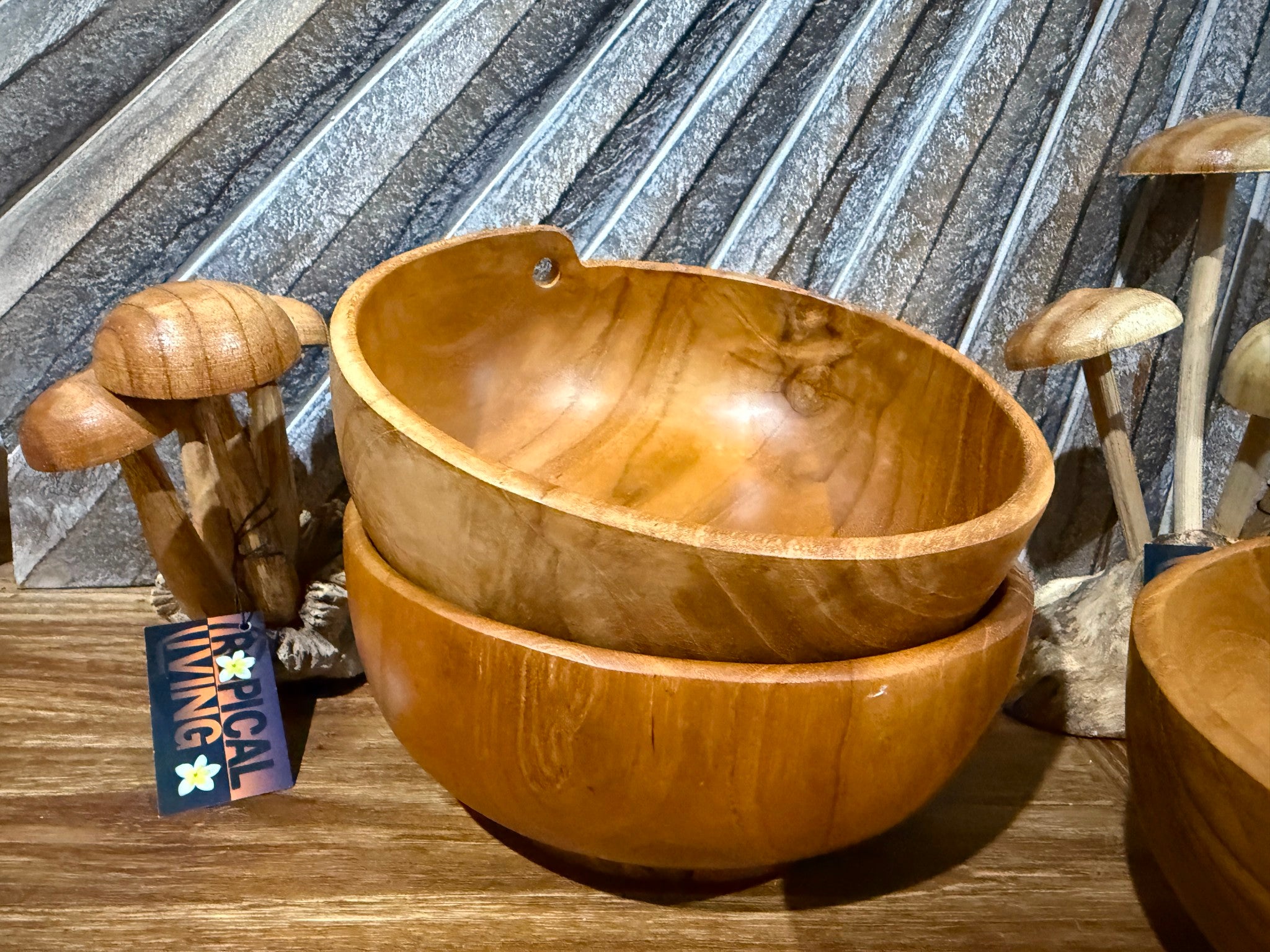 NEW Balinese Hand Crafted Teak Wood Rice Bowl - Bali Teak Wood Rice Bowl