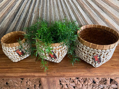 Balinese Hand Woven Open Basket Encrusted w/Shell - 3 sizes available STUNNING