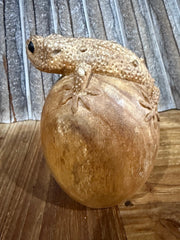 NEW Balinese Hand Carved & Crafted Suar Wood Gecko Sculpture - Bali Carving