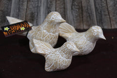 NEW Balinese Hand Carved Set 3 Birds - Wood Carved Bali Birds - 3 Colours