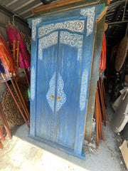 Authentic Balinese Teak Doors in Frame - Hand Carved Recycled Teak Bali Doors