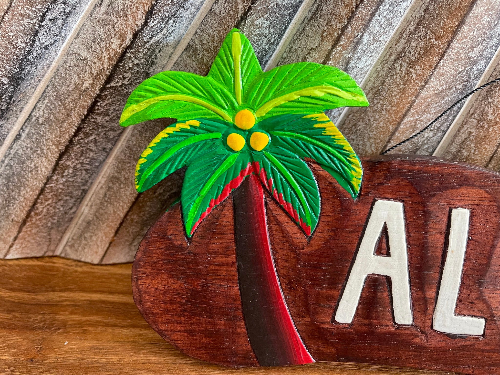 NEW Balinese Hand Crafted & Carved ALOHA Sign - Tropical Island Bali Bar Sign