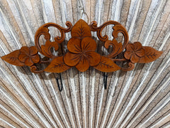 NEW Balinese Hand Crafted Frangipani 2 Hook Panel - Bali Frangipani Panel/2 Hook