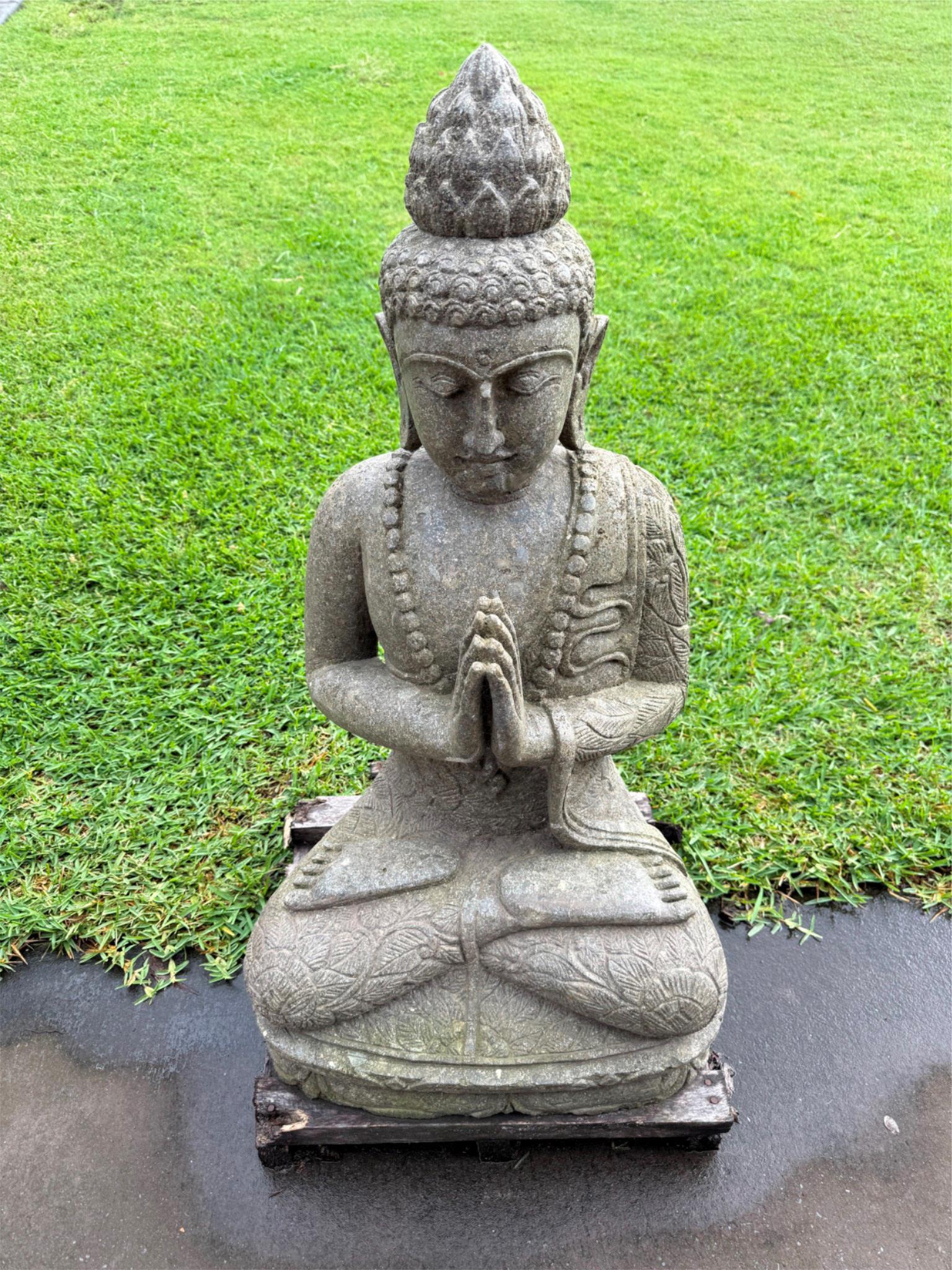 Quality Greenstone Balinese Buddha Statue - Bali Praying Buddha 90cm tall