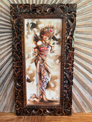 Set of 2 Framed Balinese Legong Dance Paintings - Traditional Balinese Paintings